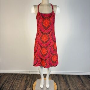 Prana Mandala Halter Athletic Dress | Red Pink Orange Built-in Bra XS-S ❤️